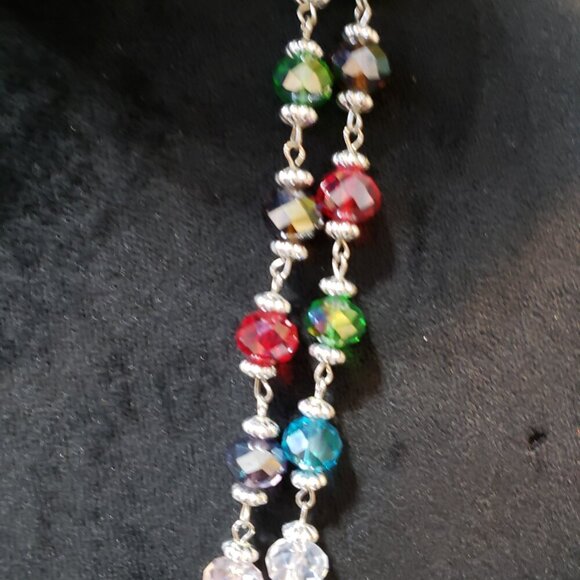 Womens Fashion Crystal Glass Bead Necklace Double Strand with Lobster Clasp - Picture 6 of 9